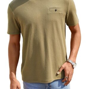 Men's Waffle Knitted Crew Neck Regular Fit Tees