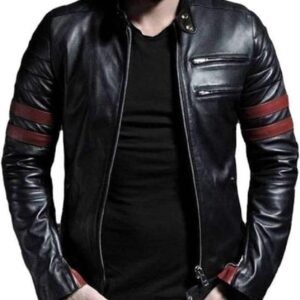 Black Casual Pu Leather Jacket for Men
